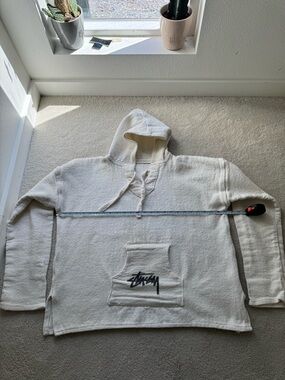 Cream Hooded Pullover hoodie vintage Stussy surf drug rug Baja hemp